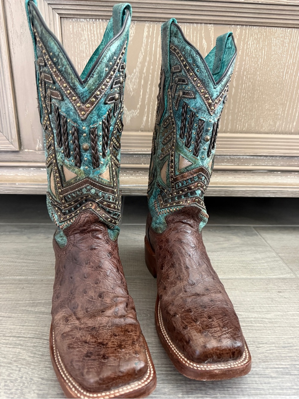 Corral Teal Floral Lined Western Boot Shaft